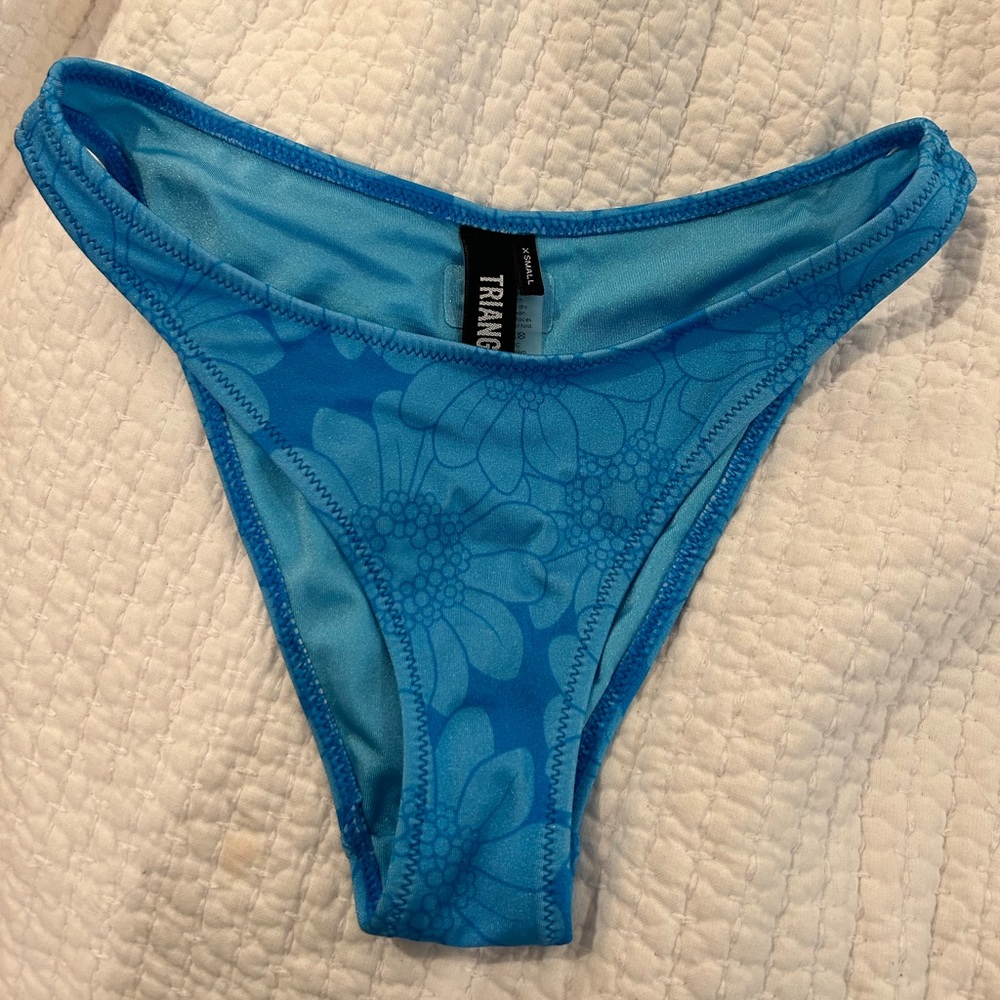 Blue Flower Print Triangl Bottoms